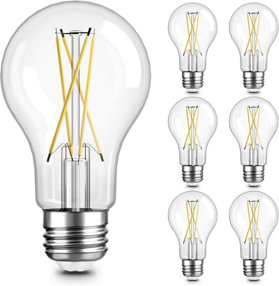 Pack 6 Bombillas LED Edison A19 Vintage Regulables 3000K E26