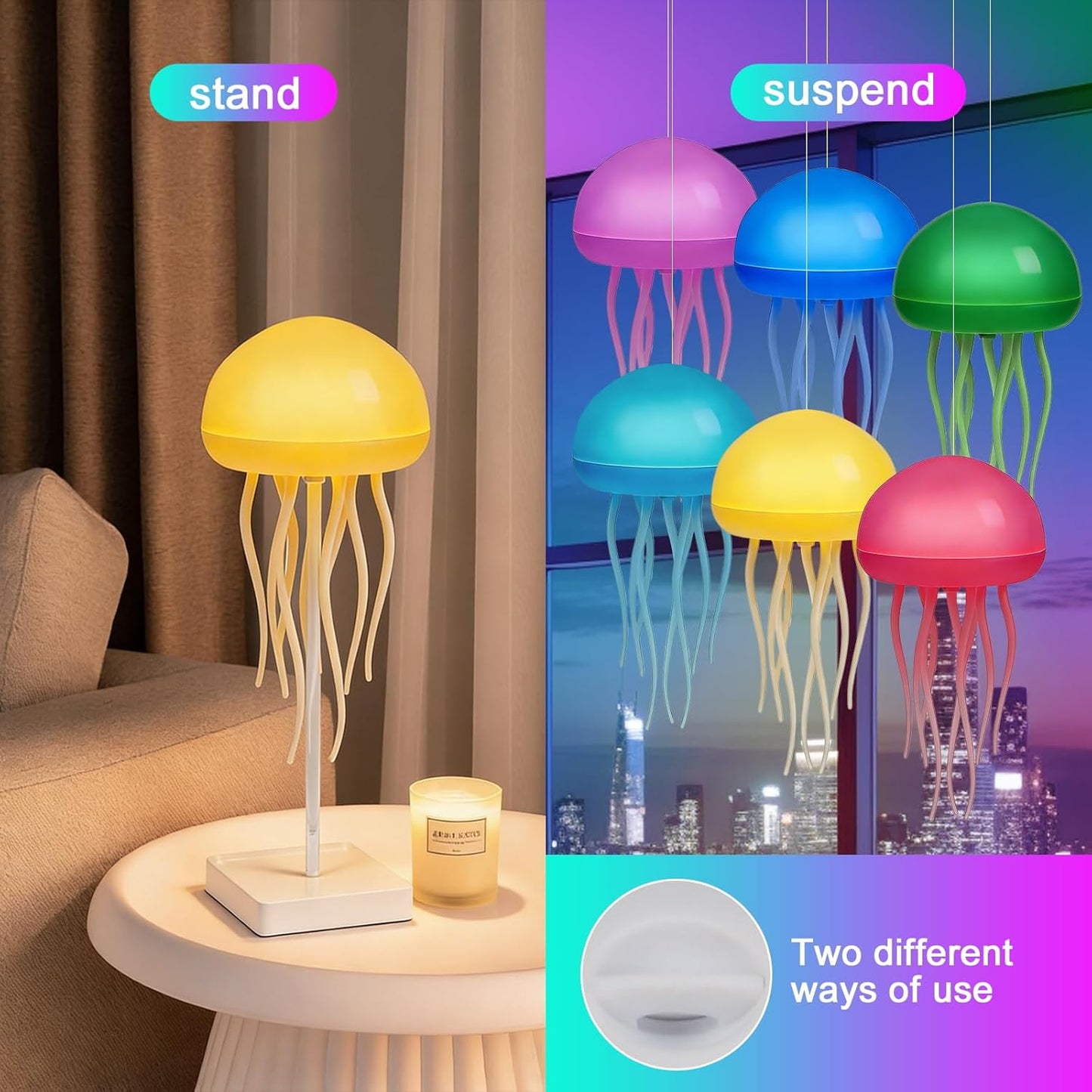Lámpara Medusa Inteligente Control Voz RGB Dinámica Dormitorio