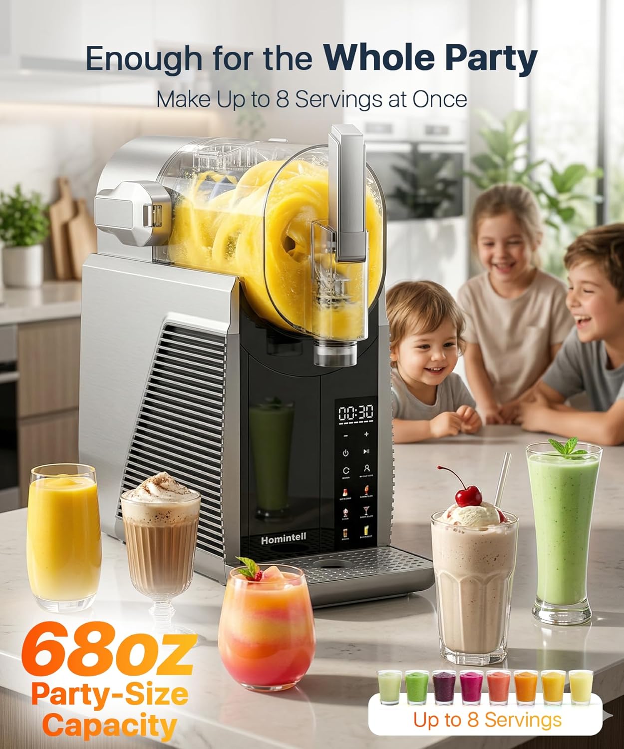 Máquina de slushie 68oz con 6 ajustes temperatura auto-limpia