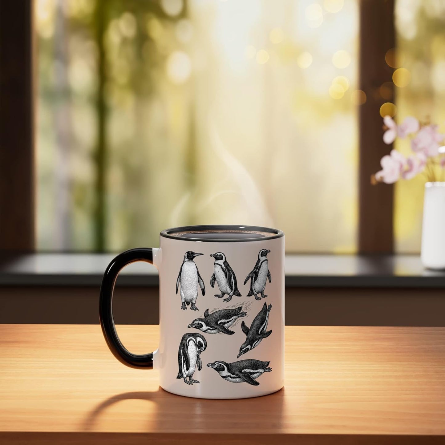 Taza Cerámica Vintage Penguin Animal Negro/Blanco