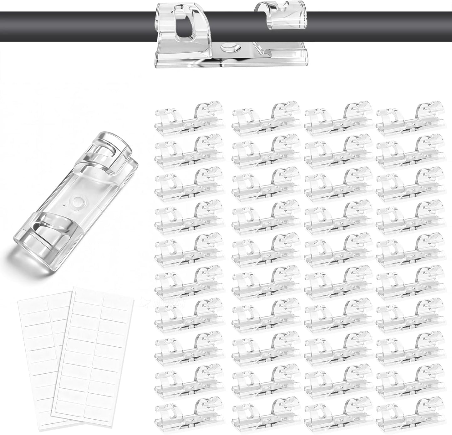 Clips adhesivos cables transparentes 40 pzas con agujeros soportes