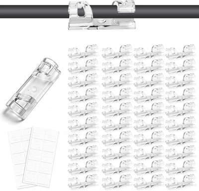 Clips adhesivos cables transparentes 40 pzas con agujeros soportes