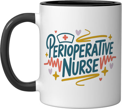 Taza de cerámica para enfermeras perioperatorias negro/blanco