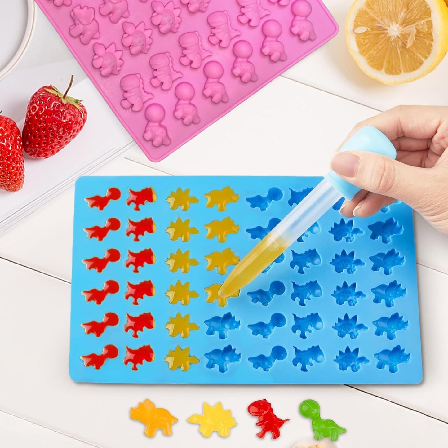 Moldes silicona gomitas dinosaurio 5 pzas antiadherente