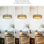 Candelabro bohemio 20pulg 4 luces pantalla ratán lino E26 dorado