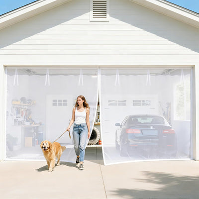 Puerta mosquitera para garaje 2 autos 16x7ft con malla retráctil
