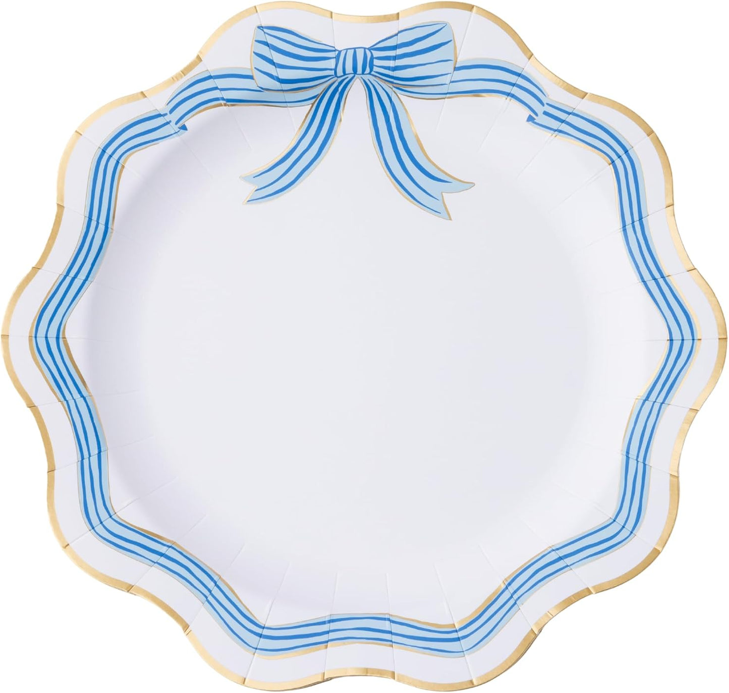 Platos de papel para fiesta con lazo azul y dorado, suministros de fiesta de alta calidad