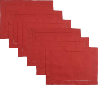 Set 6 Manteles Lino Rojo Claro 14x19pulg Doblado