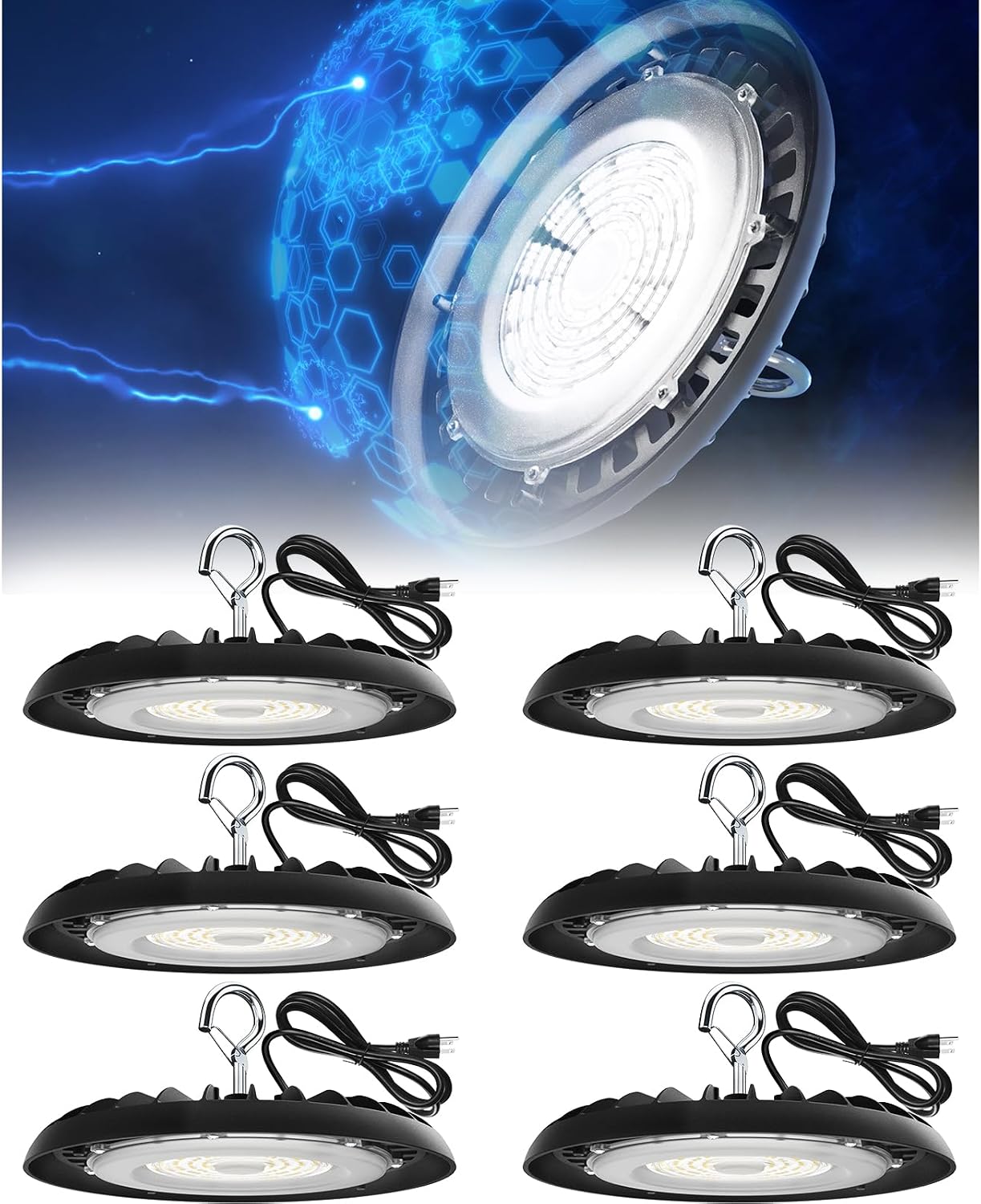 Luz LED alta bahía 150W 5000K IP65 con cable 5.9ft