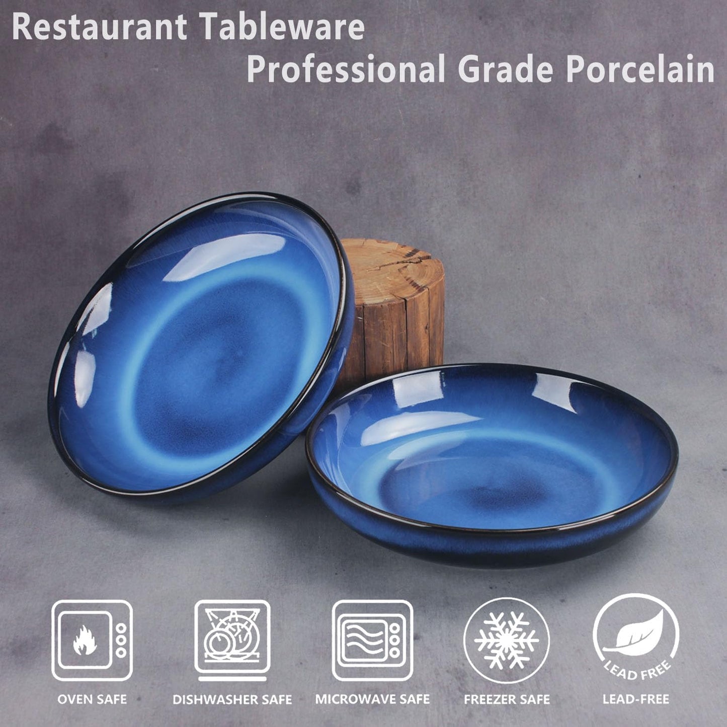 4 Pzas Tazón Cerámica Glasa Reactiva 34.2oz para Sopa Postre
