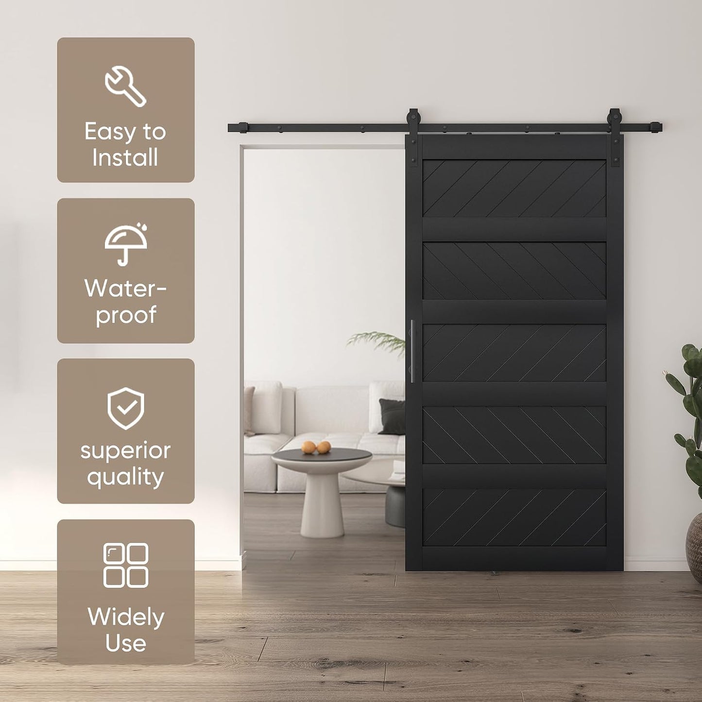 Puerta granero 42x84pulg kit corredera madera sólida MDF