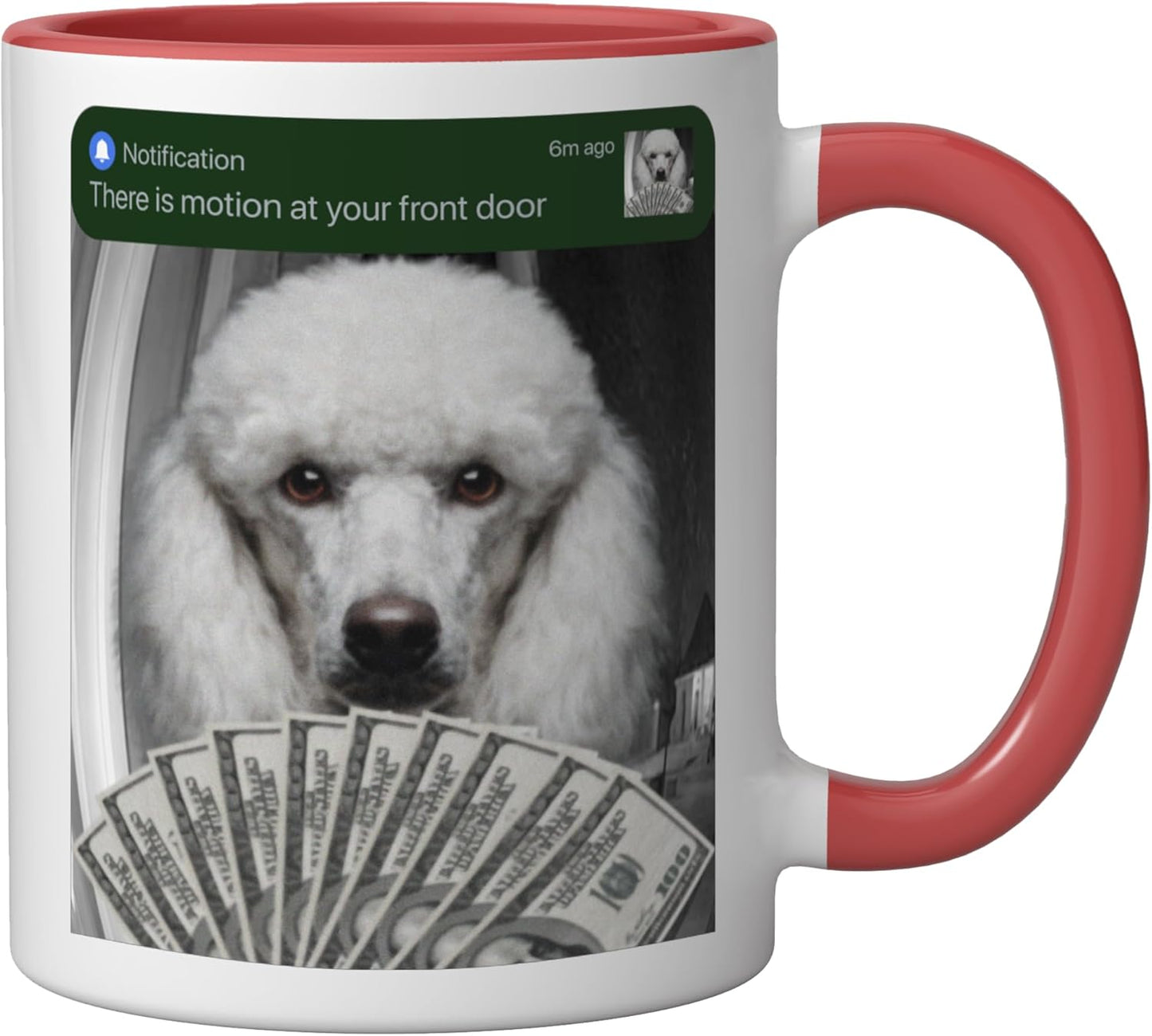 Taza Cerámica Perro Poodle Rojo/Blanco