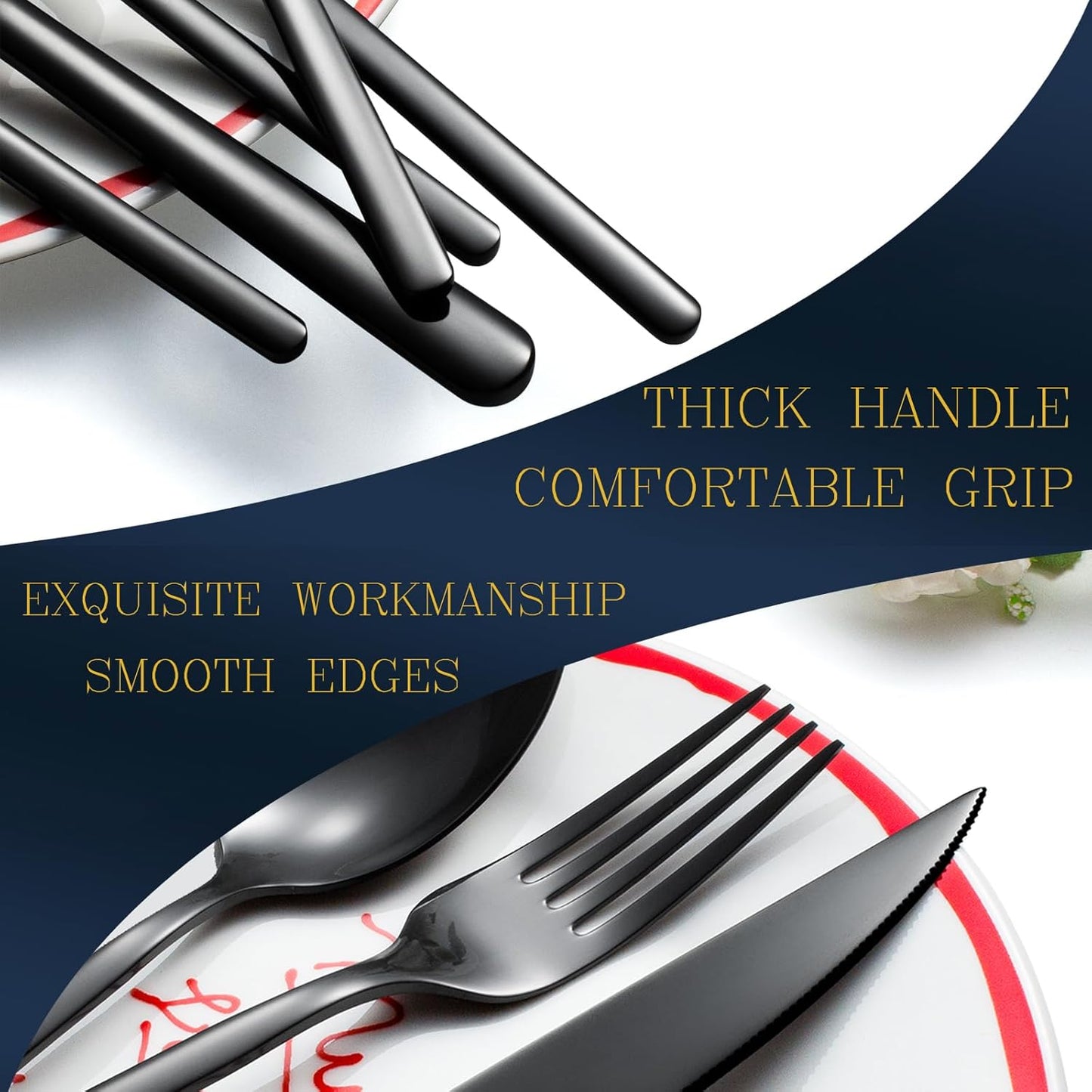 Set 40 Pzas Cubiertos Acero Inox Negro Servilletero