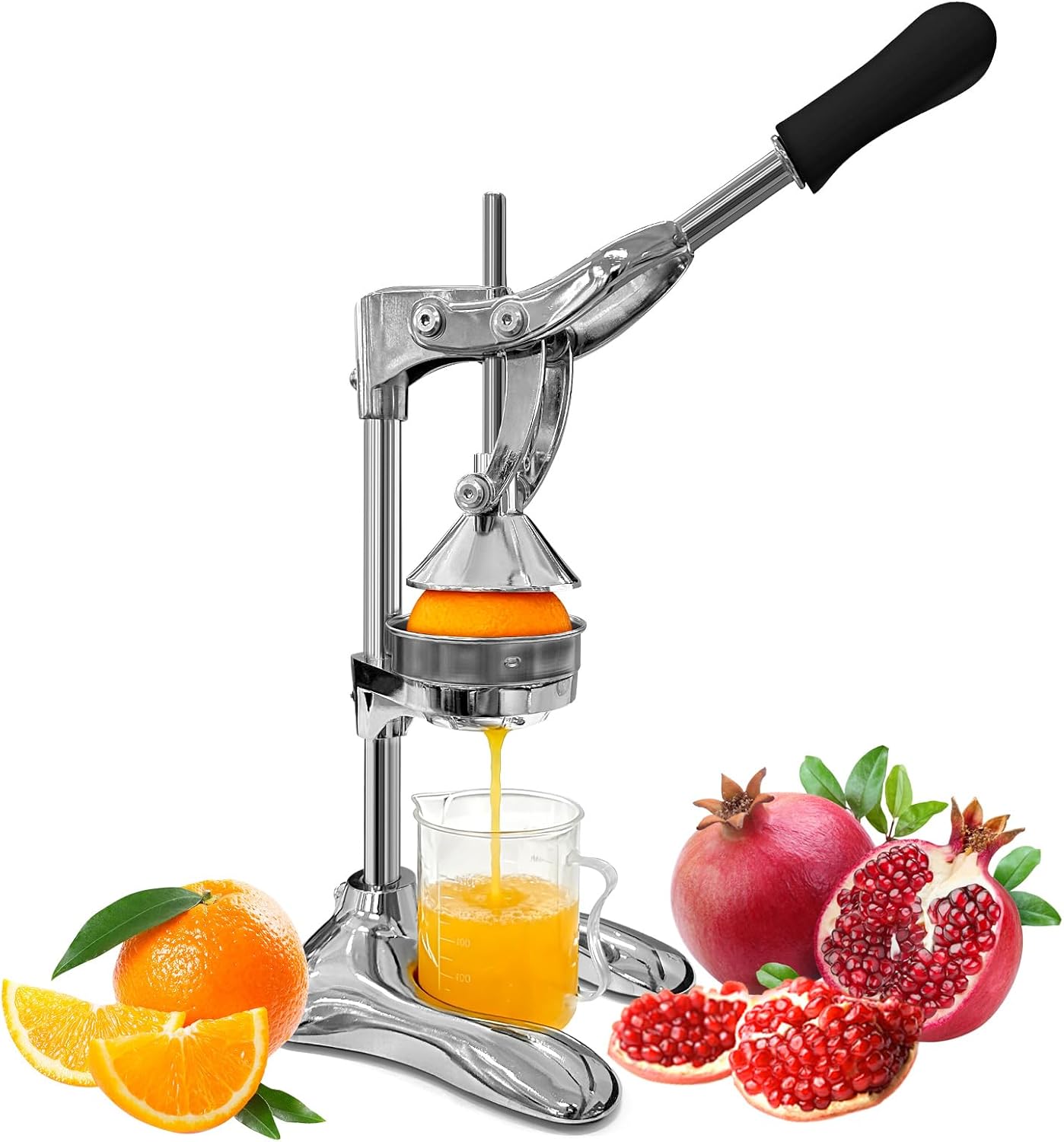 Exprimidor manual acero inox para cítricos con taza medidora