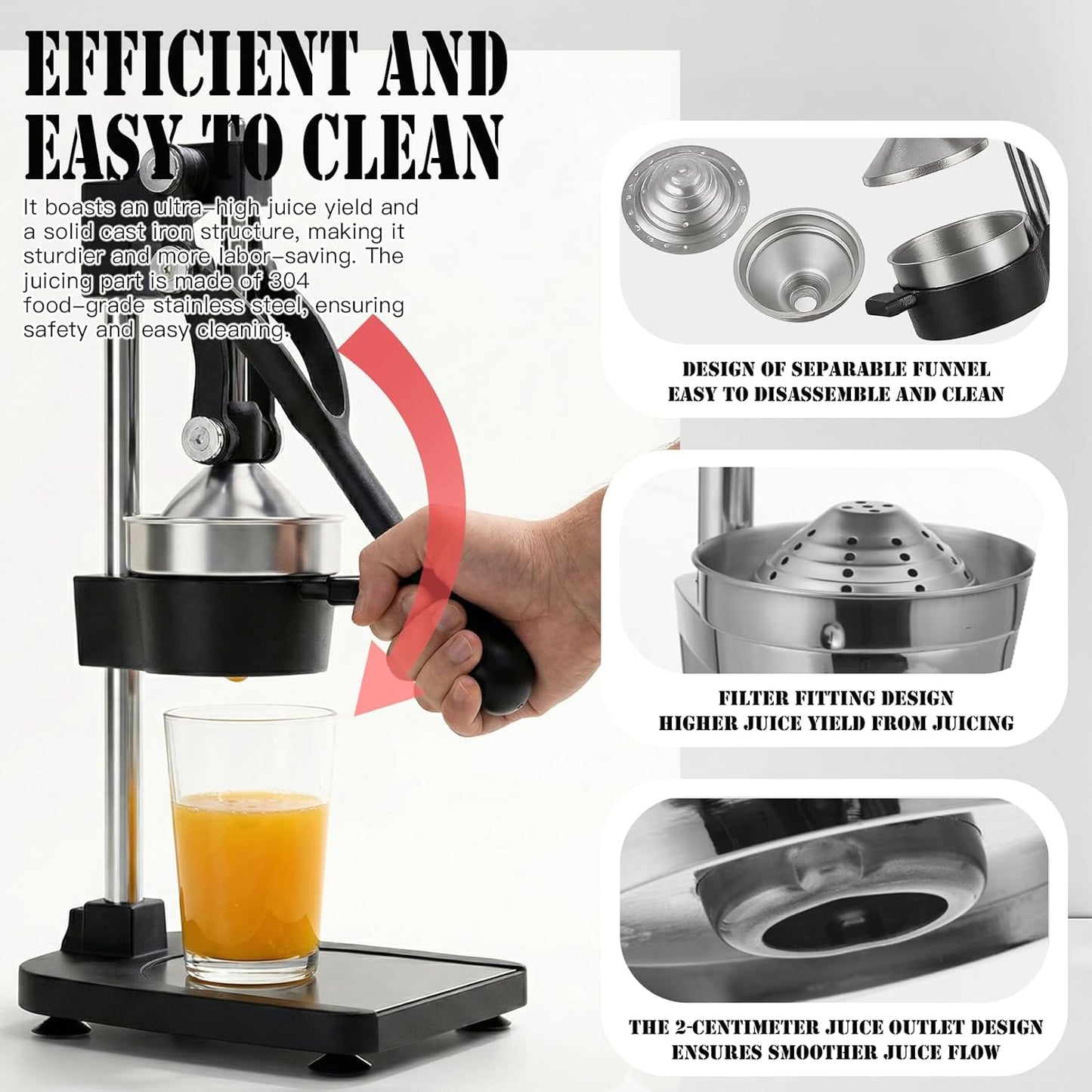 Exprimidor hierro fundido manual acero inox estilo gris