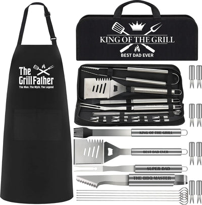 Juego 19 pzas herramientas parrilla acero inox con delantal