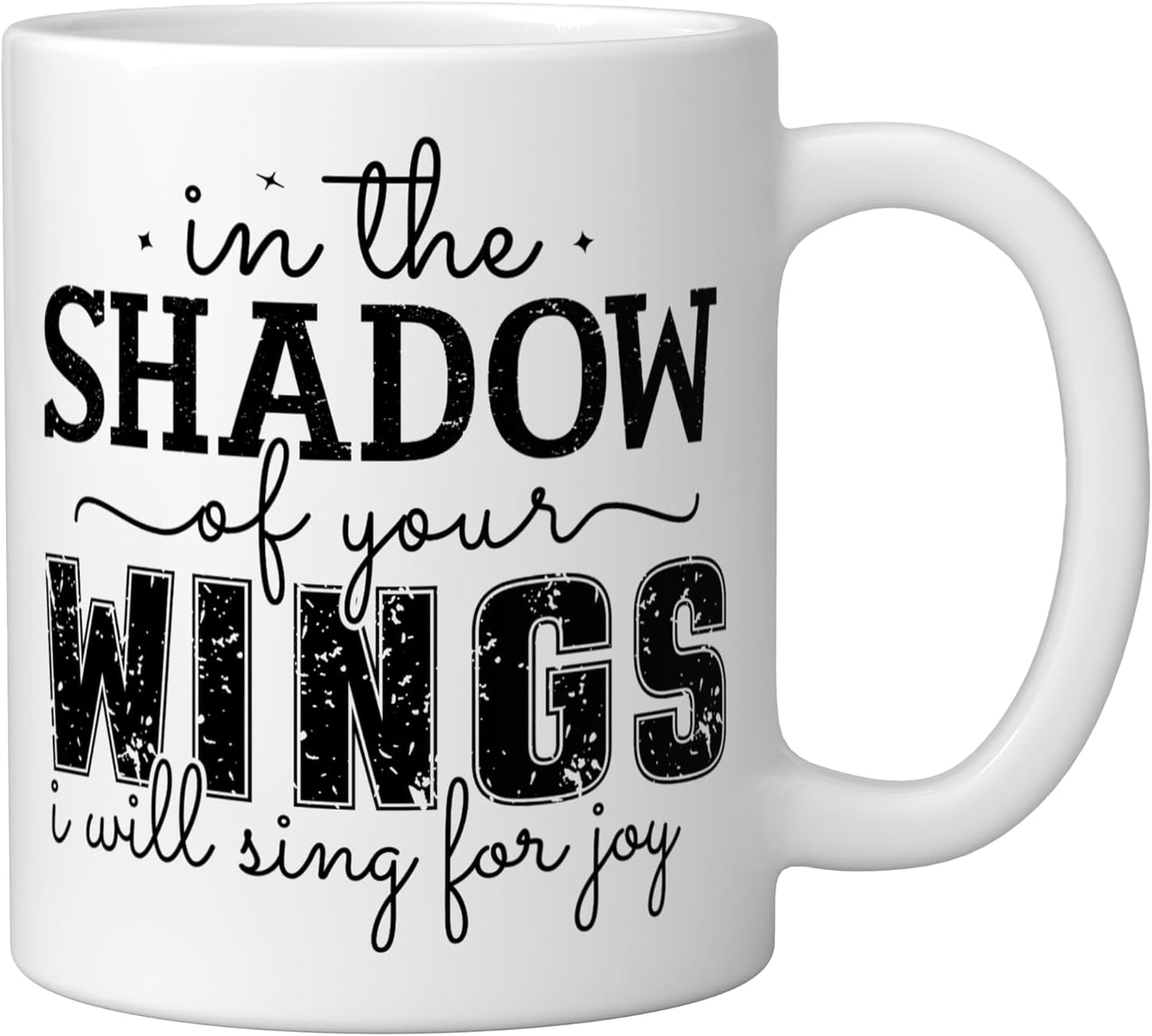 Taza Cerámica Frase Bíblica Sombras de Tus Alas Blanco