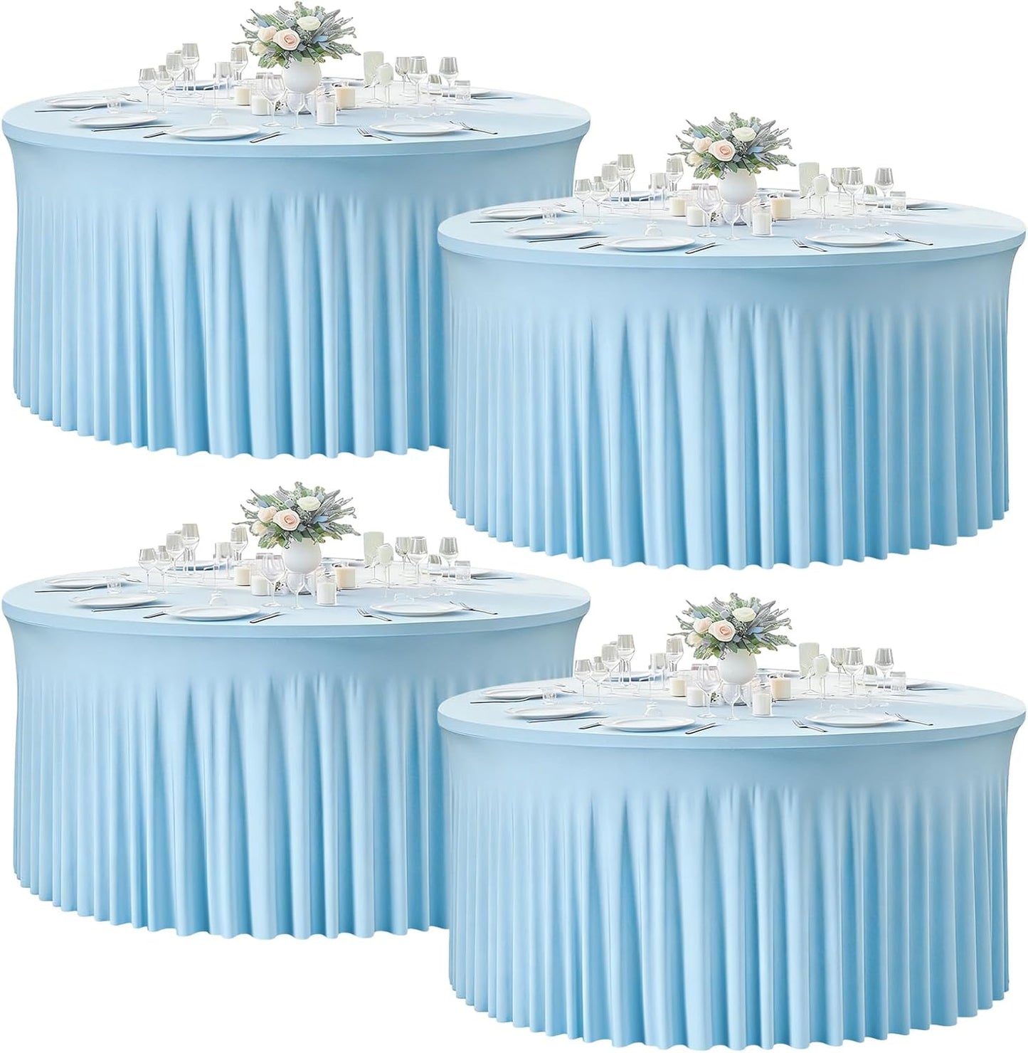 4 Manteles Elastano Azul Bebé Mesa 60pulg Ajustable Sin Arrugas