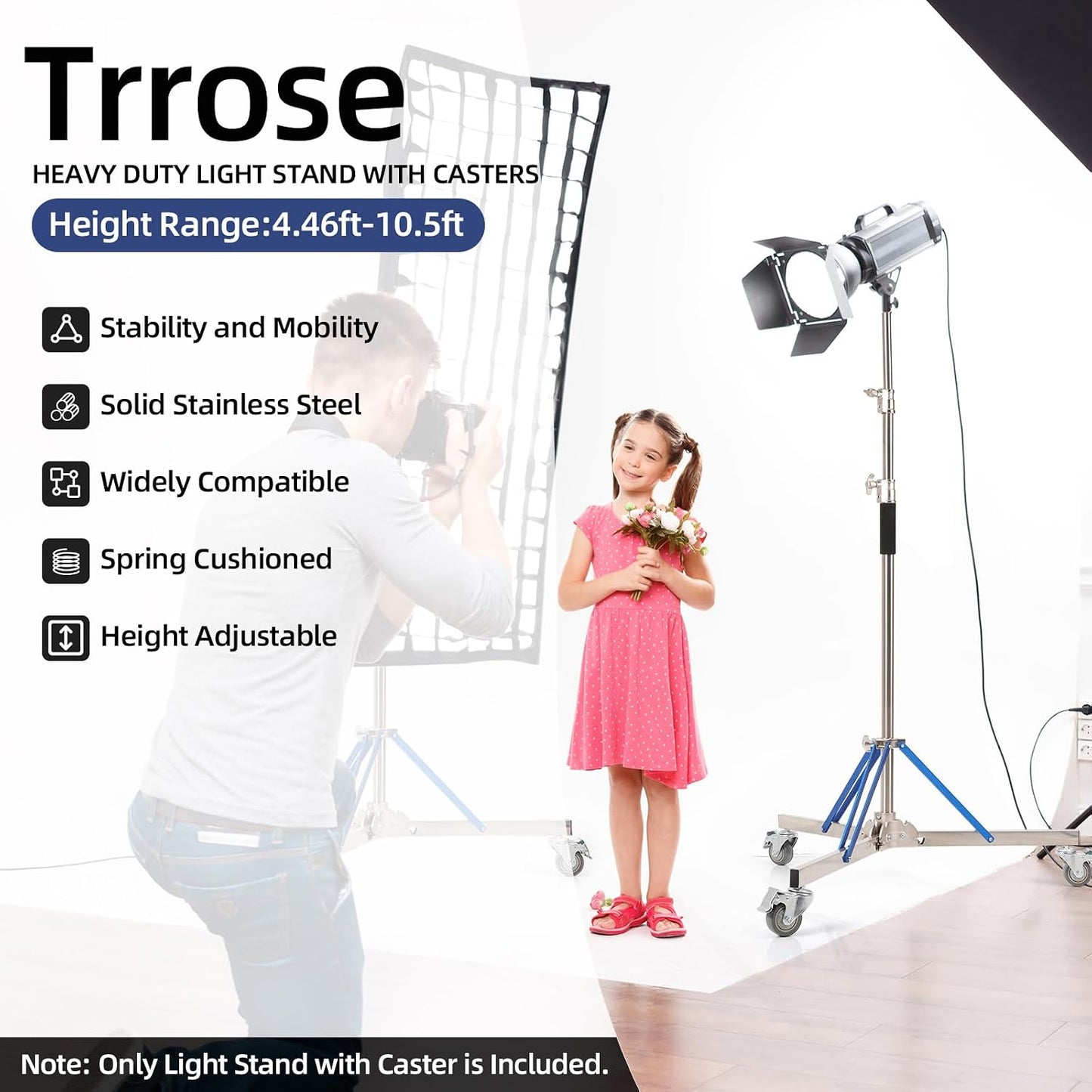 Soporte luz ajustable 10.5ft acero inox estabilizado