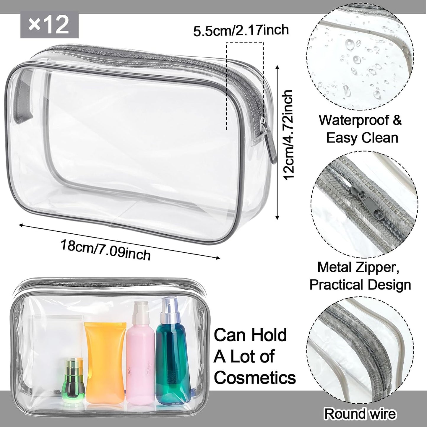 24 Bolsas Transparentes Impermeables 16x13pulg Viajes
