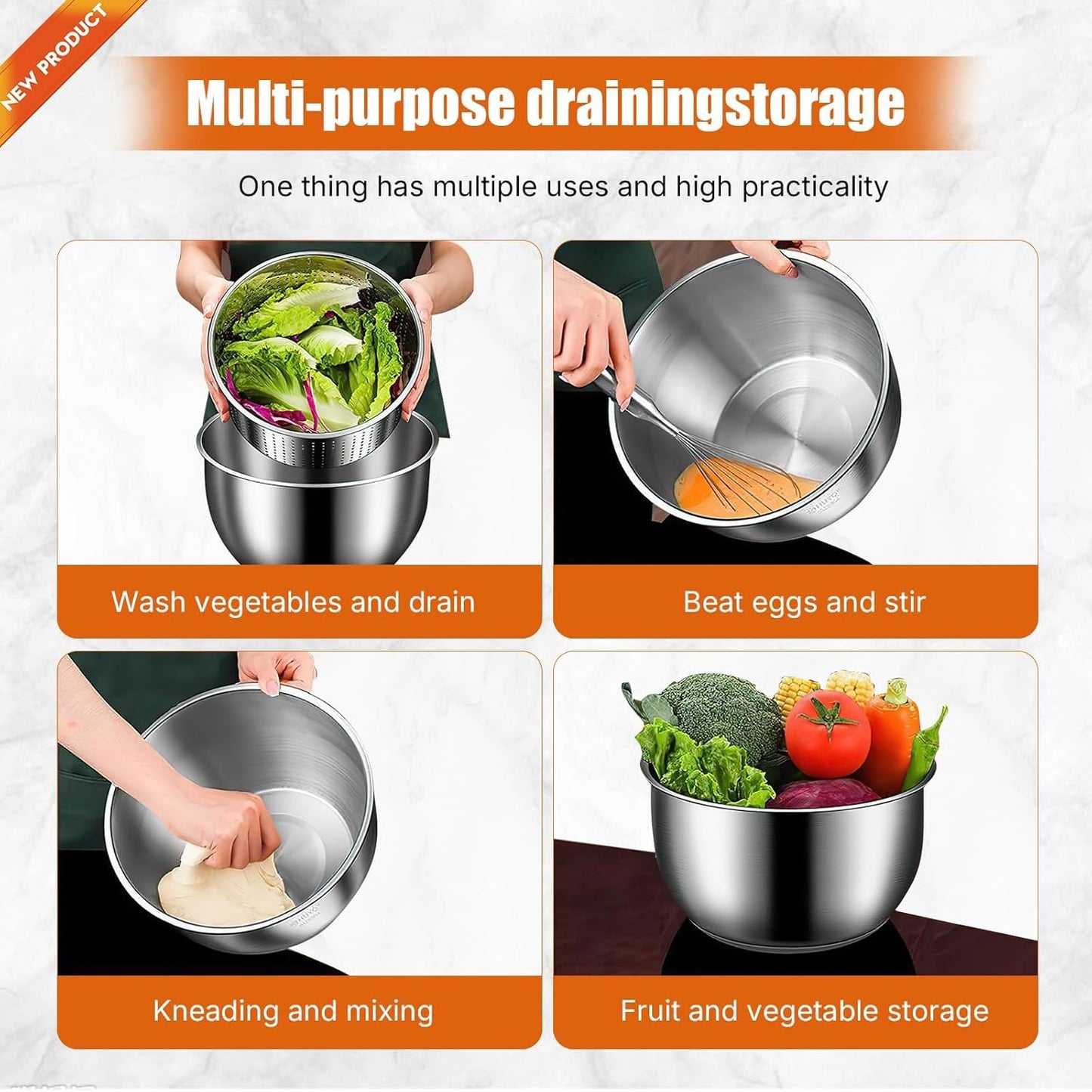 Hilandero de ensalada acero inoxidable 6L multiusos con tapa PP