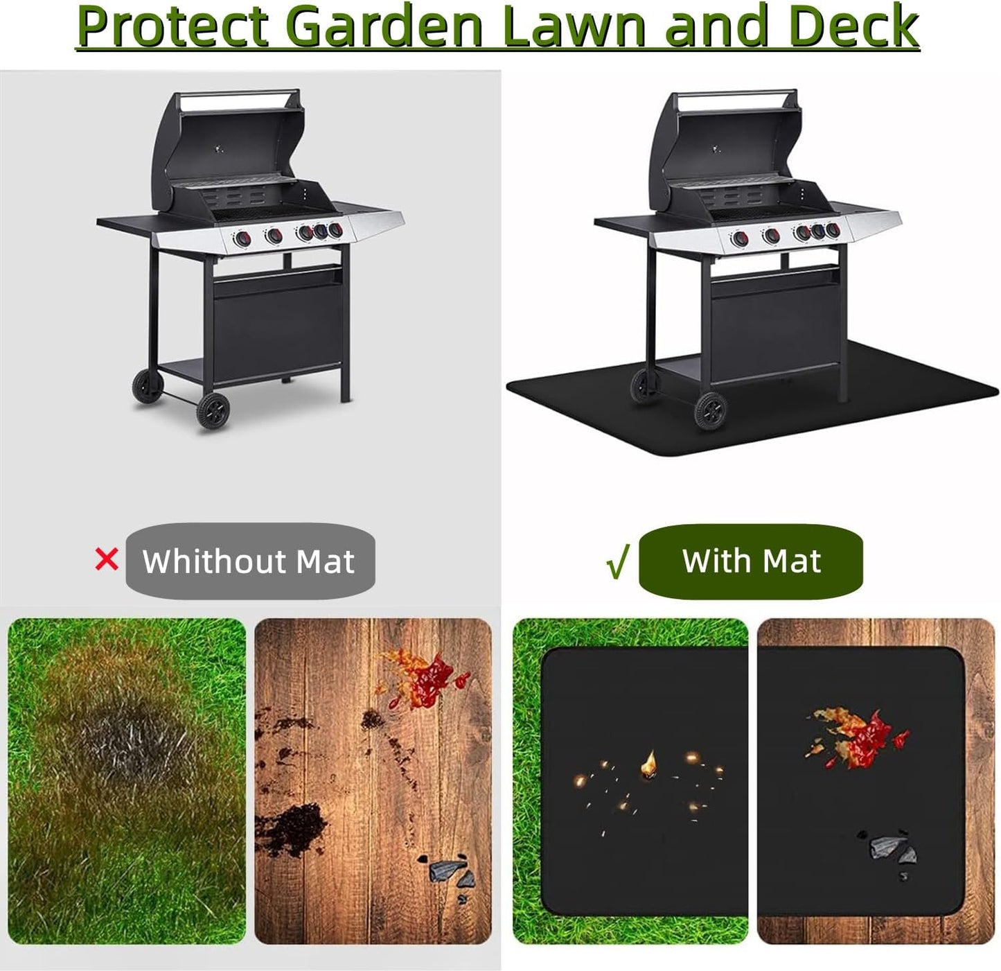 Tapete protector para parrilla 60x40pulg resistente agua y fuego