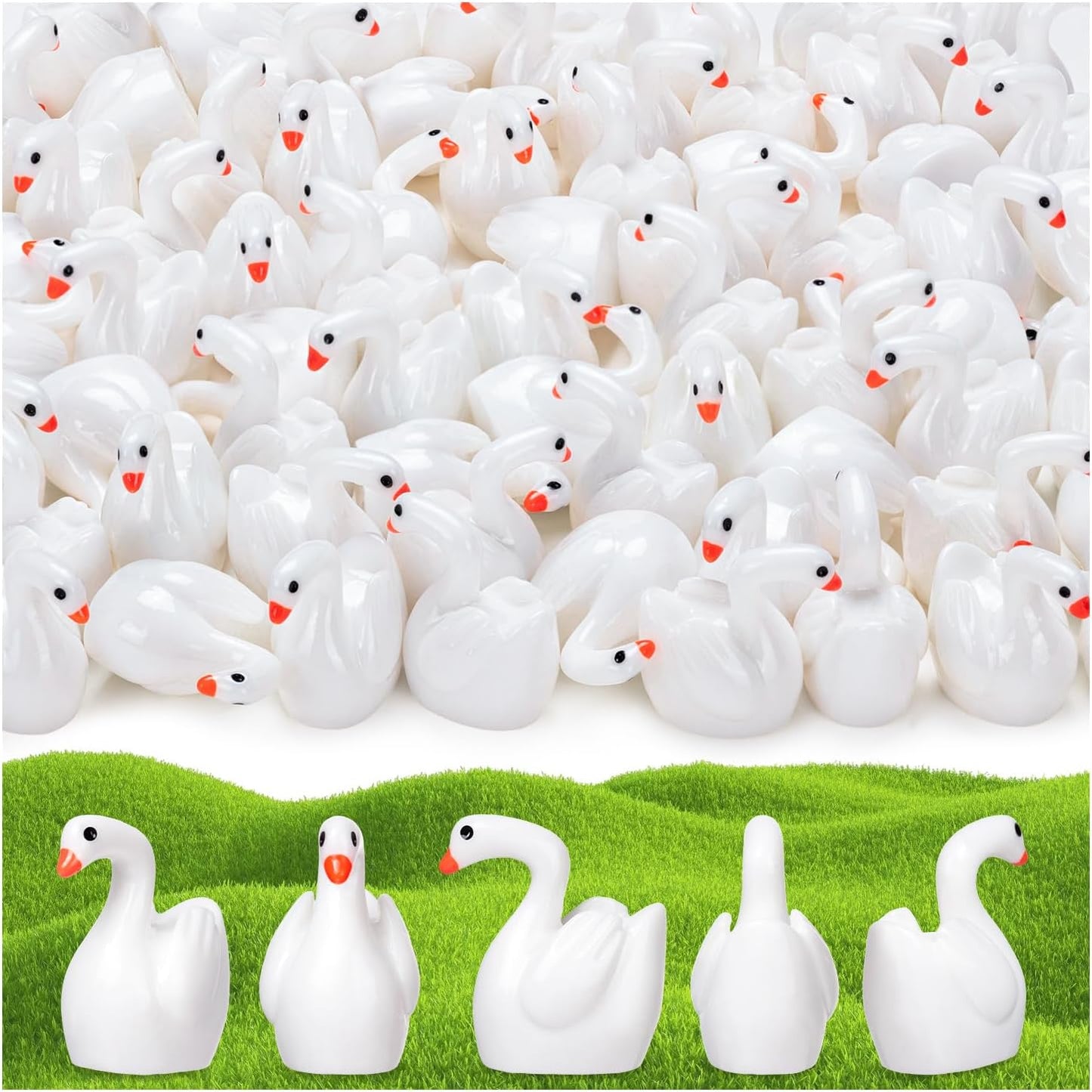 100 Mini Figuras Ganso Resina Decoración Casa Muñecas