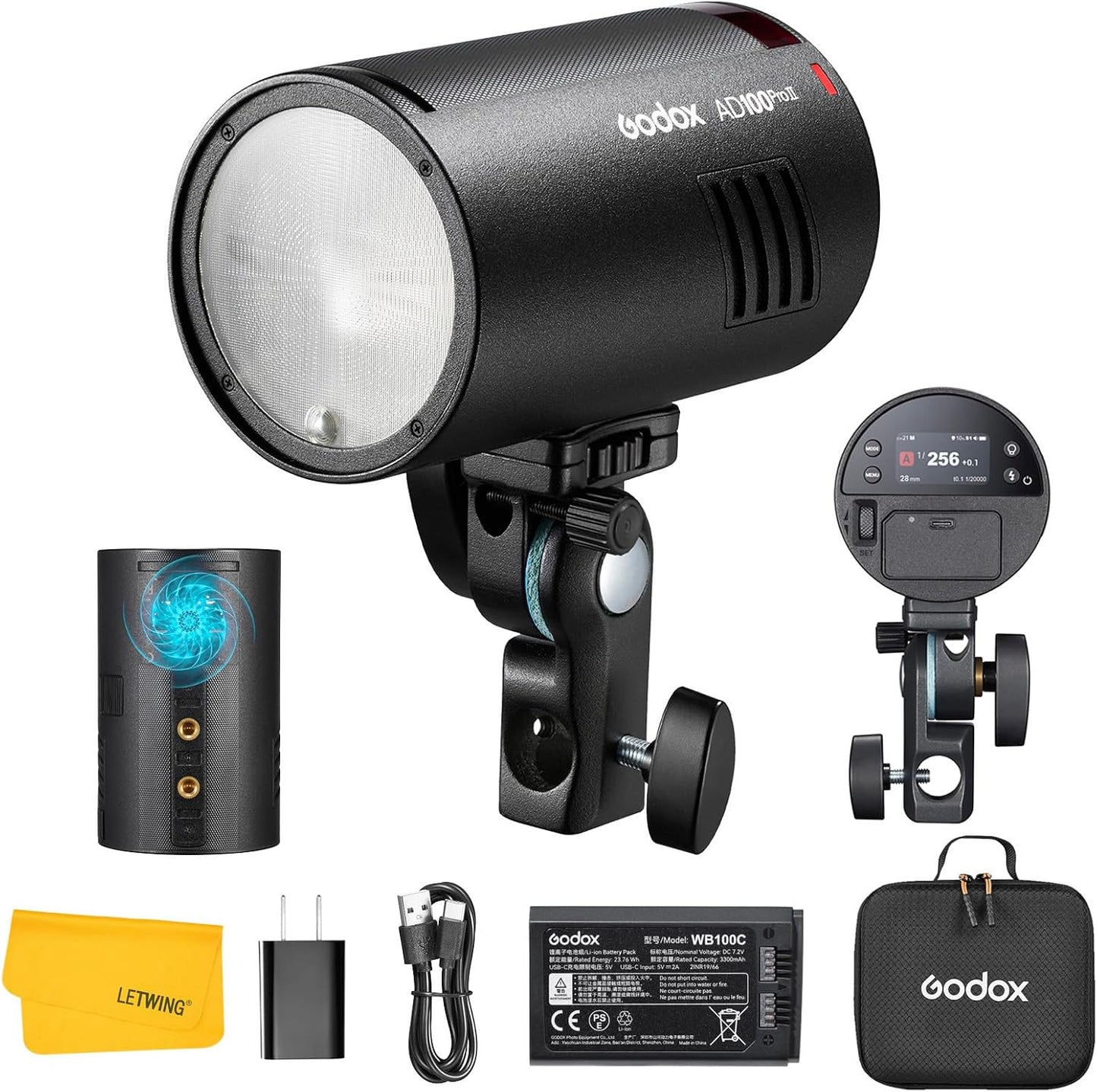 Flash estroboscópico AD100 Pro II 100Ws 2.4G TTL HSS
