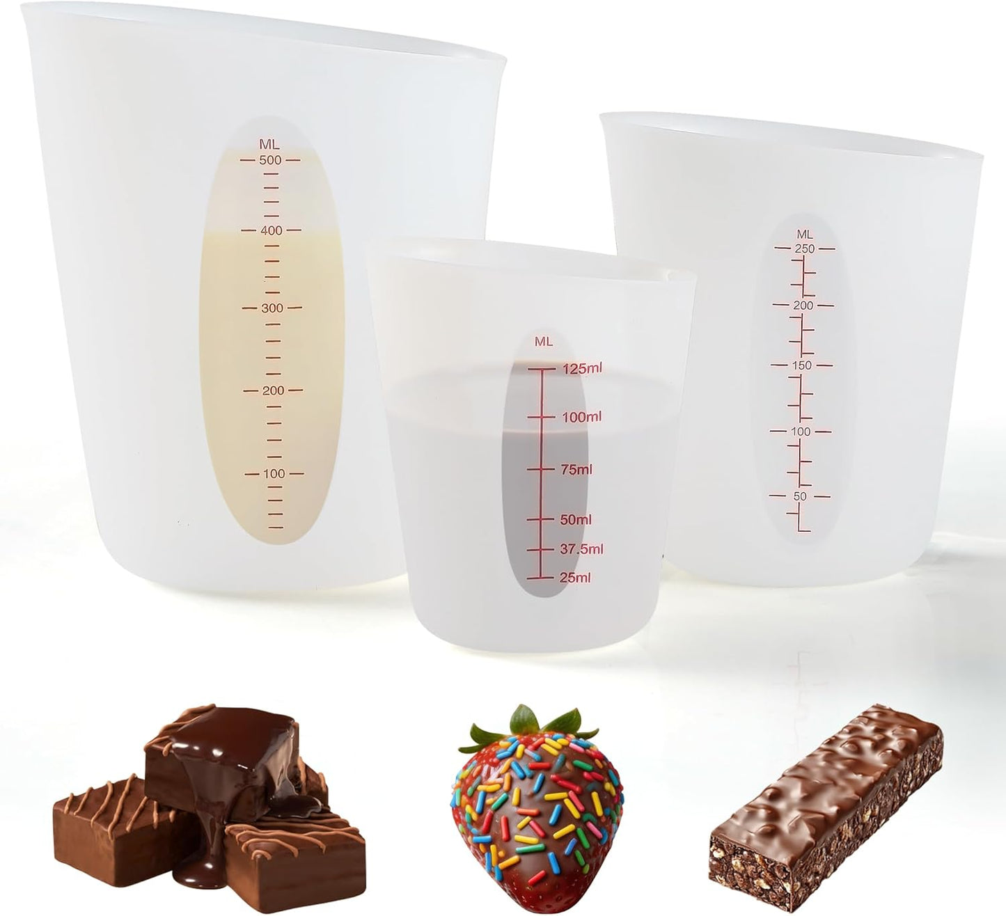 Vasos medidores silicona para derretir chocolate 16.9/8.5/4.2oz