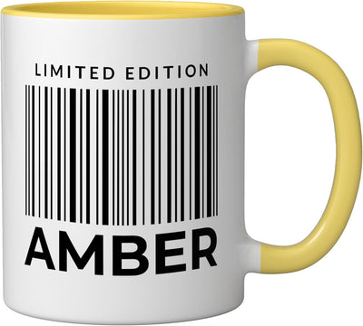 Taza Cerámica Personalizada con Nombre Amarillo Blanco