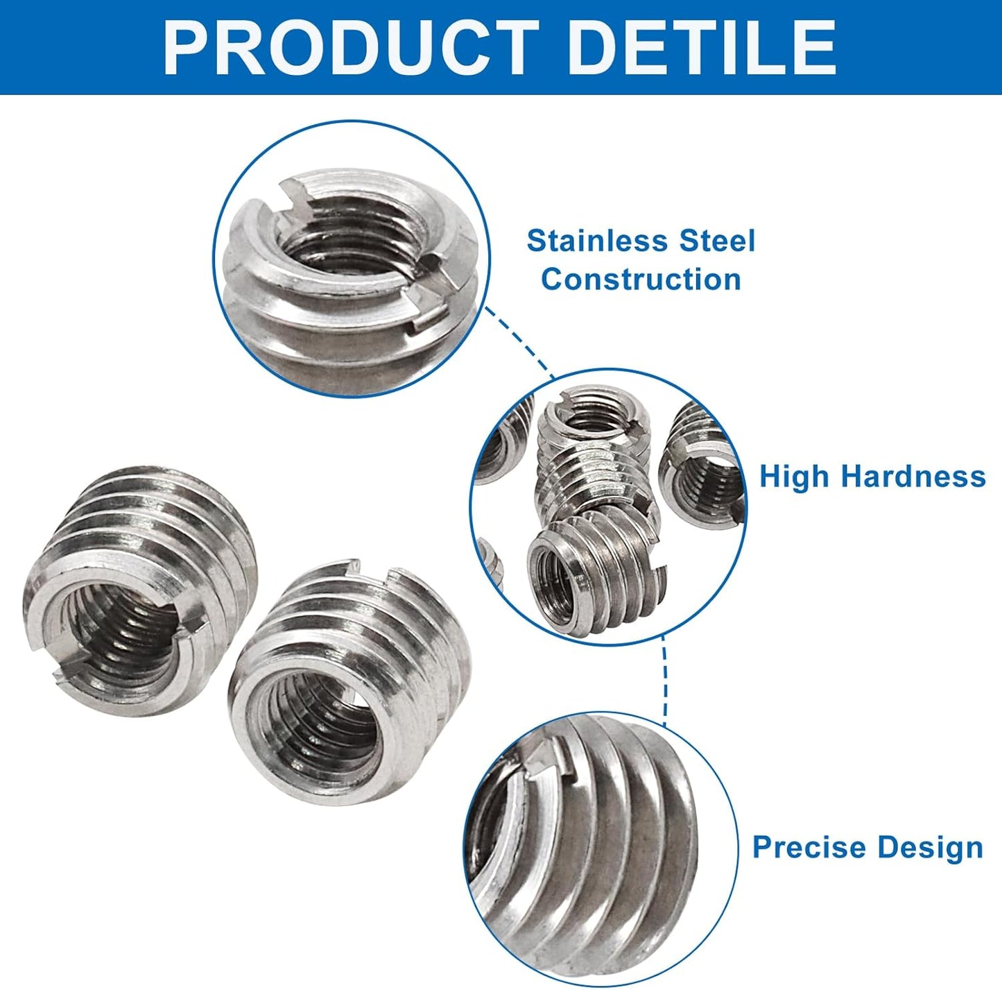 10 Pzas Insertos Roscados M5 Acero Inox Adaptador M8