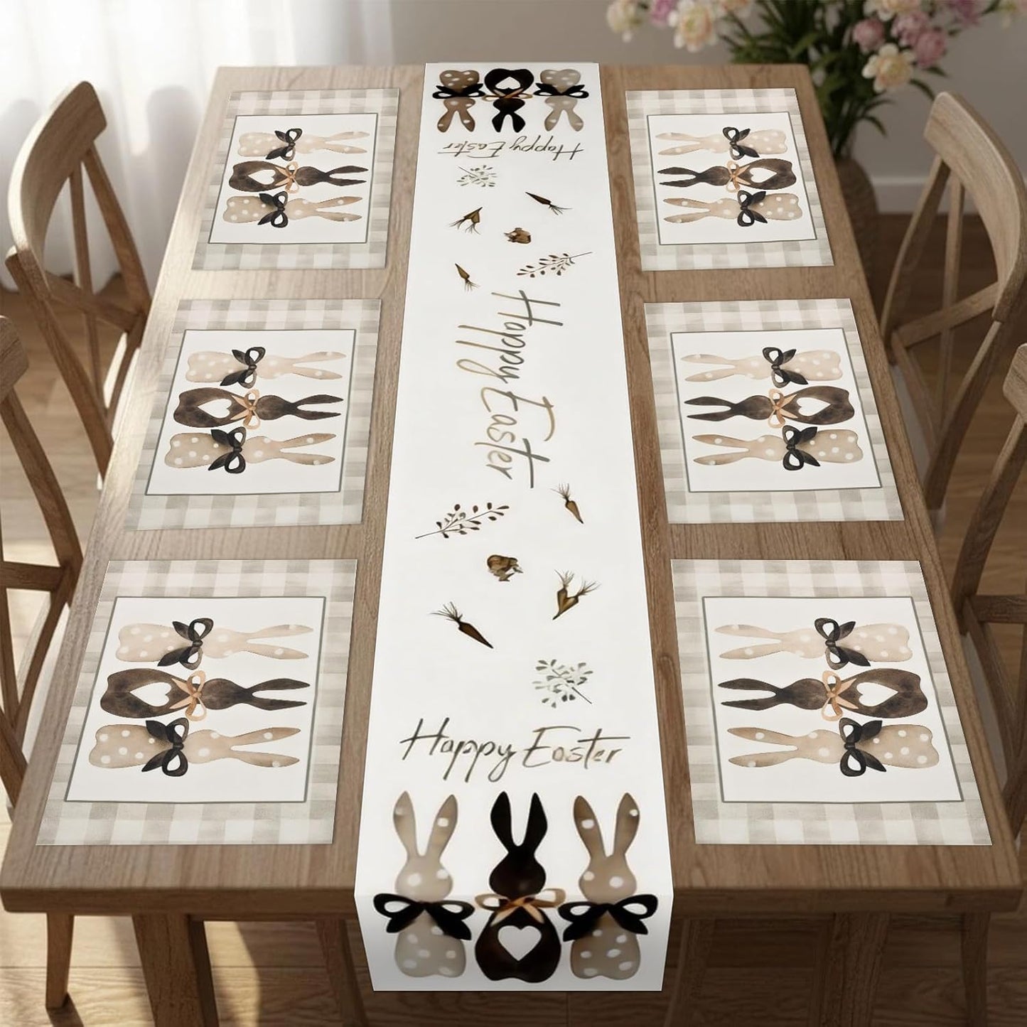 Camino de mesa de Pascua 12x72 con 6 manteles 18x12