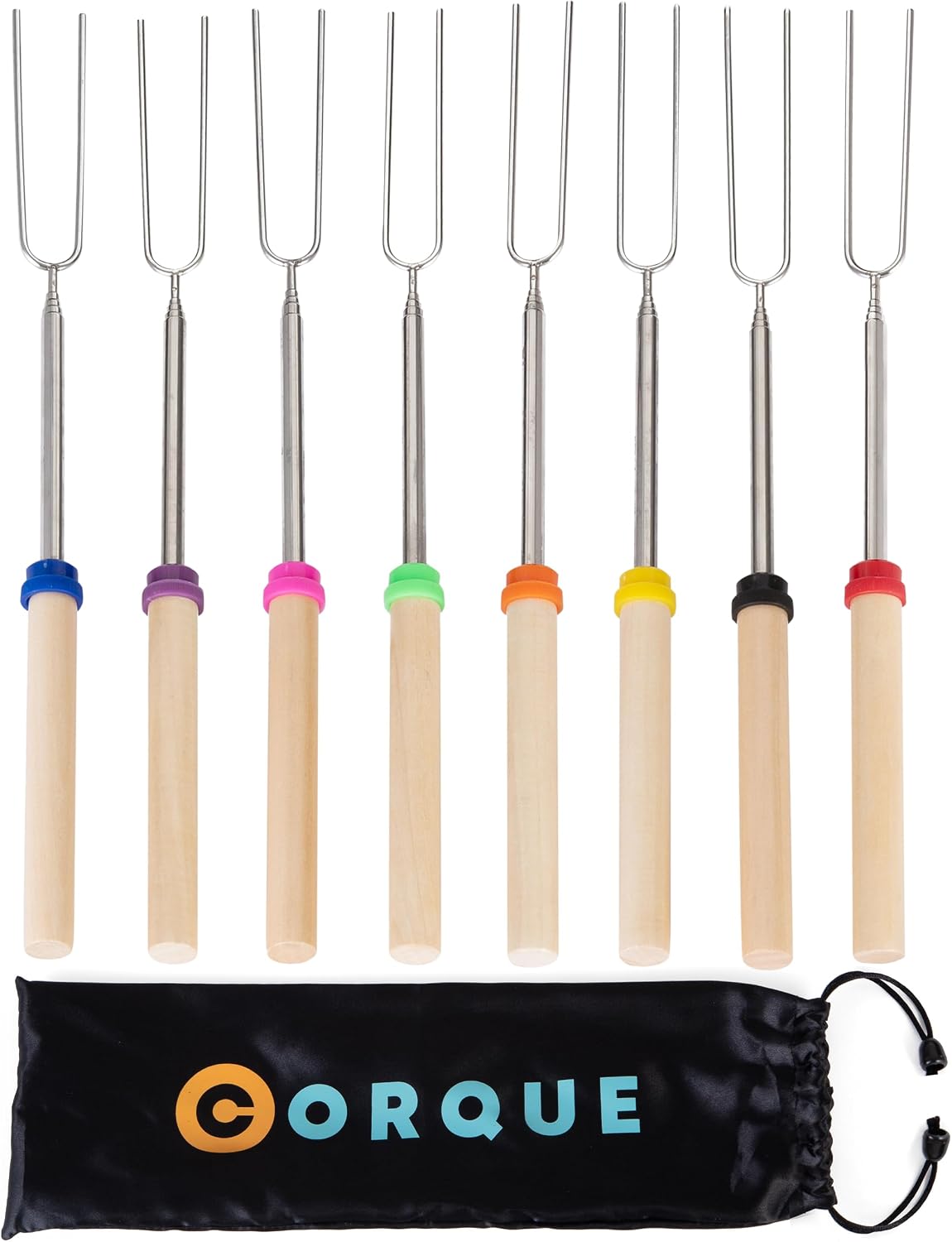 Palitos asado malvavisco extensibles 32pulg madera metal