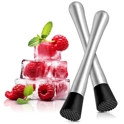 2 Pzas Molinillo Acero Inox 8pulg para Cócteles y Limonada
