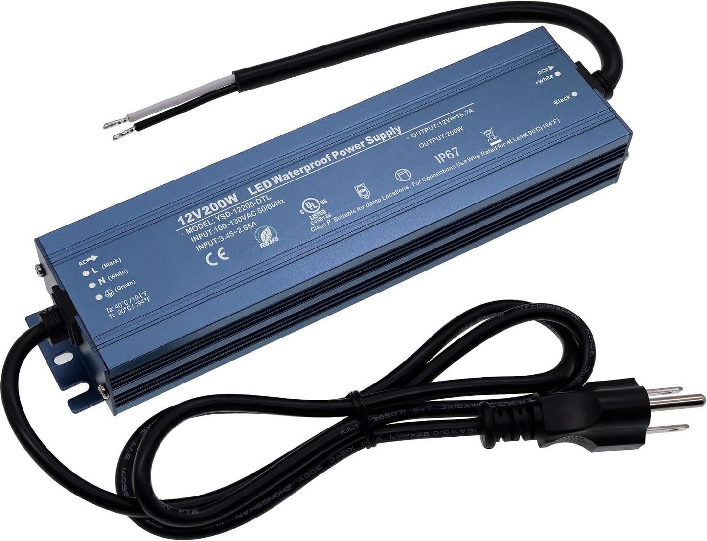 Fuente alimentación LED 12V IP67 con enchufe EE.UU.