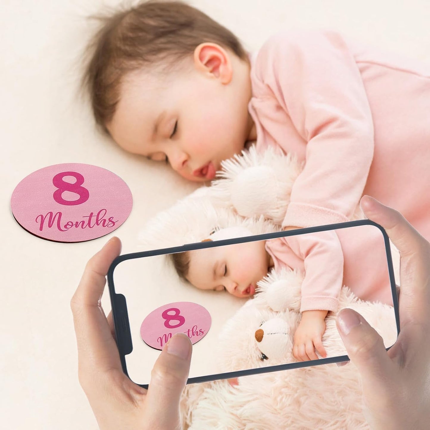 Tarjetas madera hitos mensuales bebé paquete 13