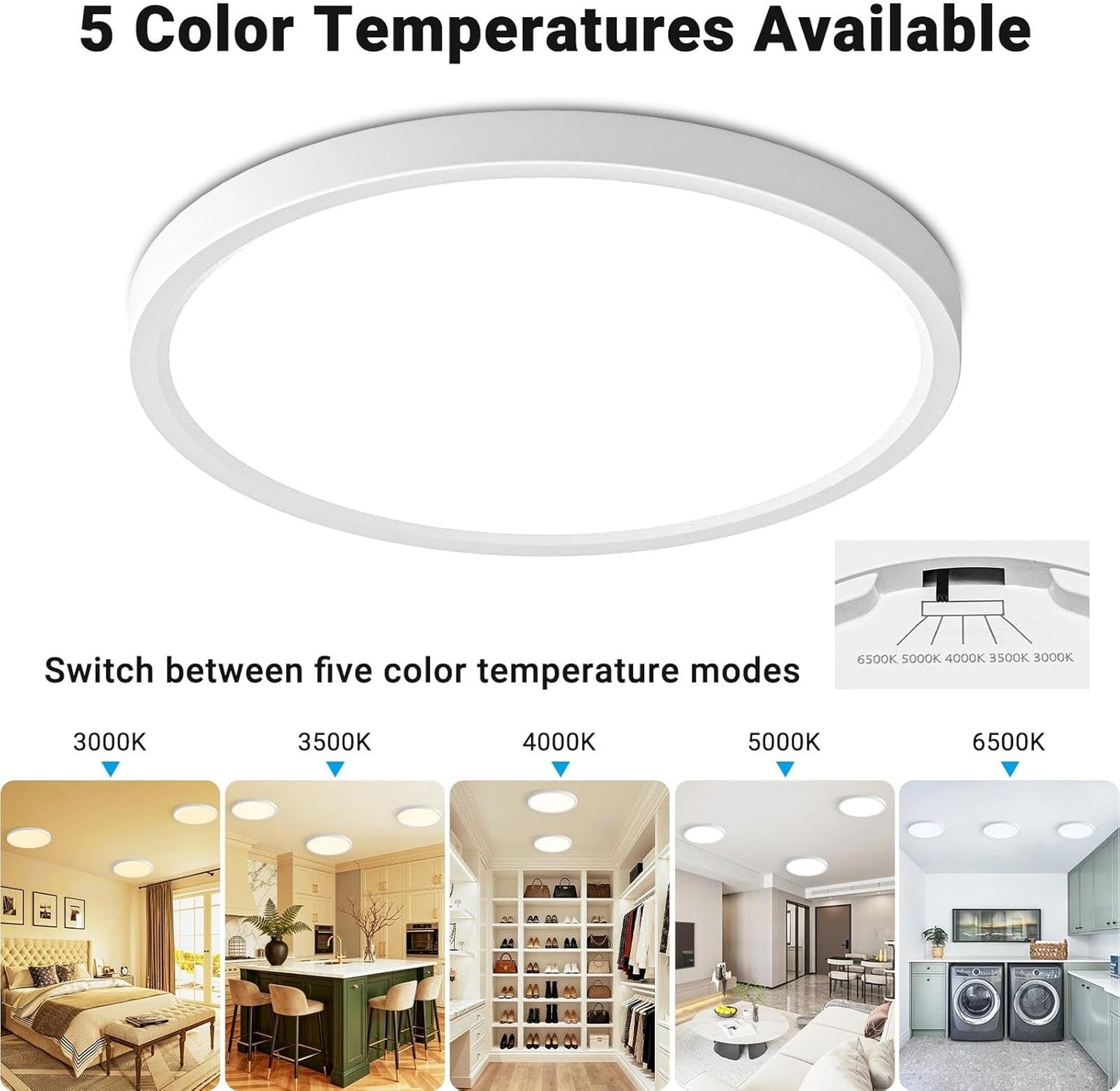 Lámpara LED empotrada 7pulg 15W 5 temperaturas color