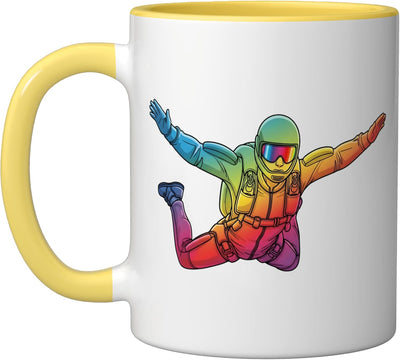 Taza de cerámica paracaidismo arte skydive amarillo/blanco