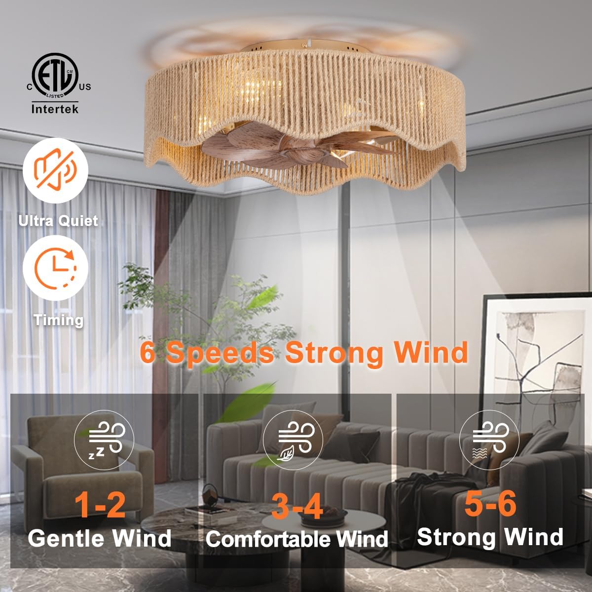 Ventilador techo bohemio 18pulg con luz control remoto