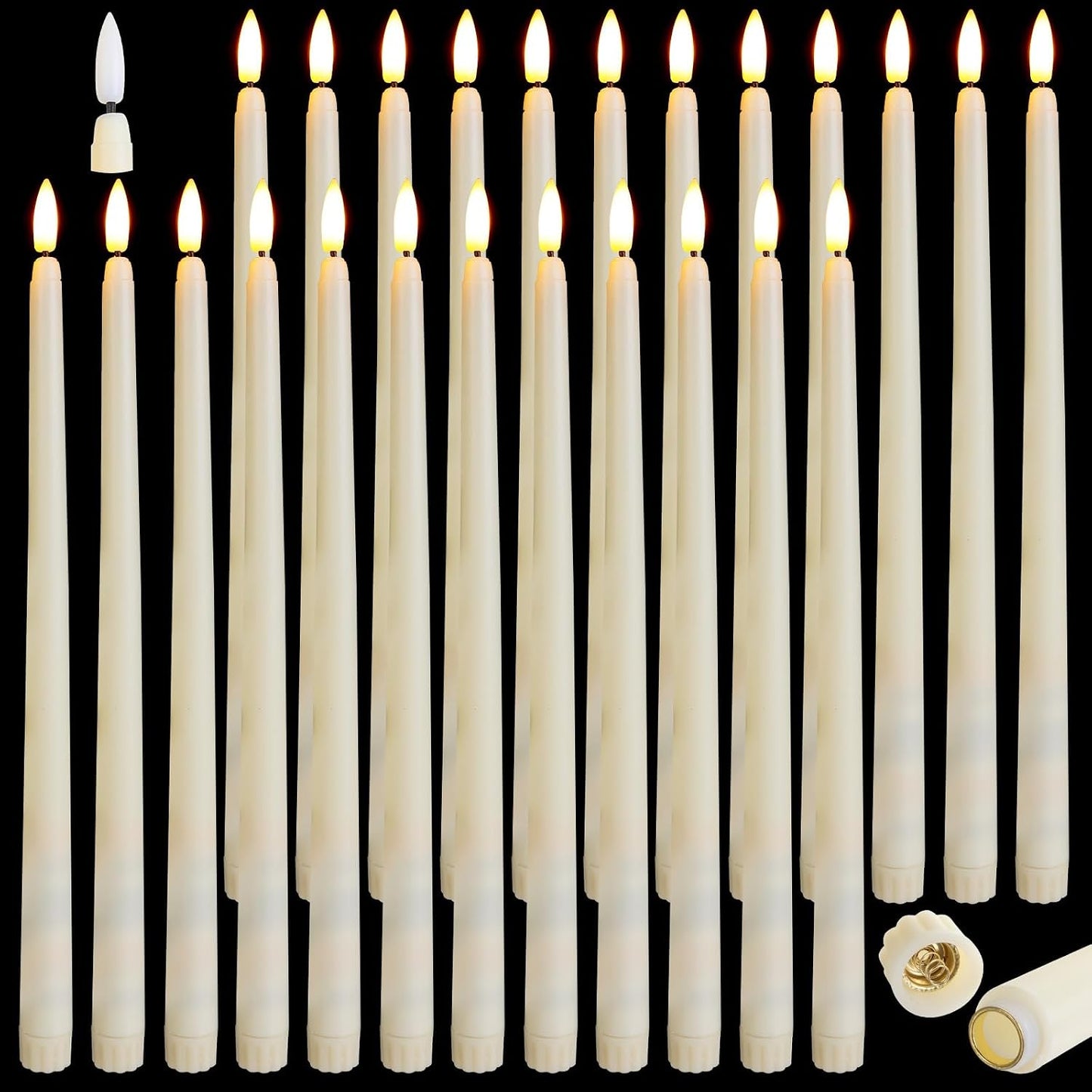 24 Velas LED Marfil Parpadeantes Decorativas