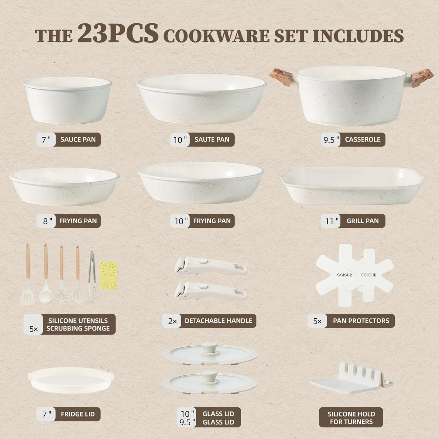 Set 23 Pzas Utensilios Cerámica Antiadherente