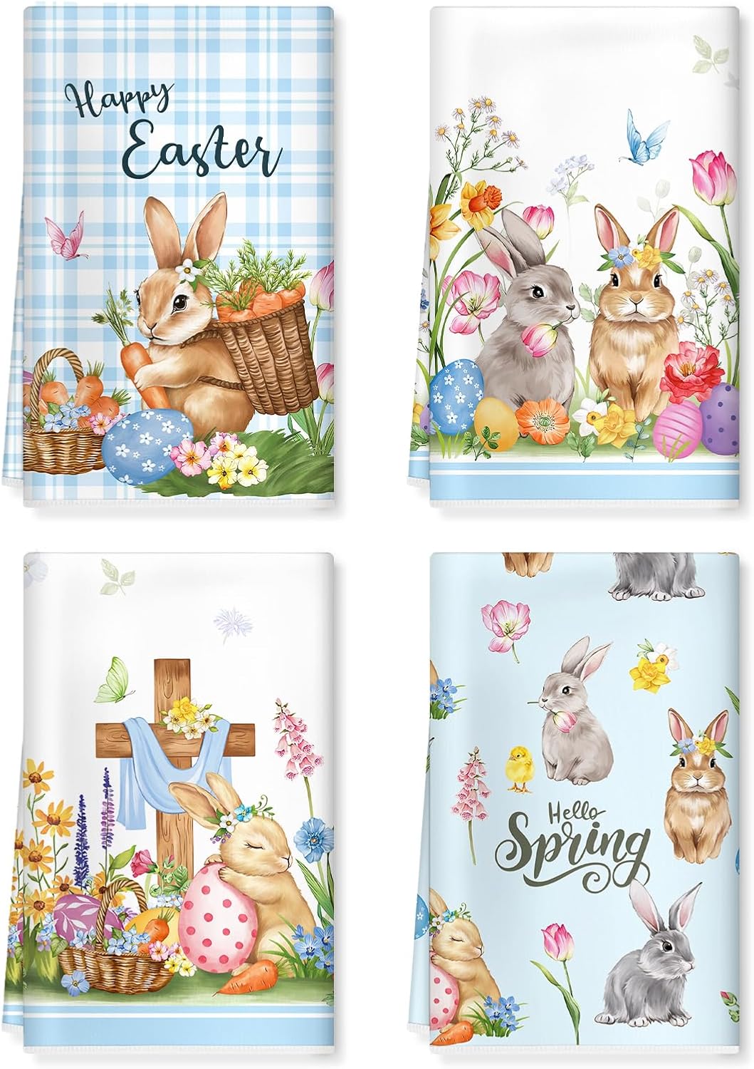 Toallas de cocina de conejo de Pascua gruesas y suaves 16.5 x 27.5 pulgadas