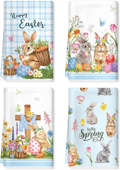 Toallas de cocina de conejo de Pascua gruesas y suaves 16.5 x 27.5 pulgadas