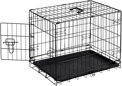 Jaula perro 24pulg metal bloqueo seguro plegable bandeja extraible