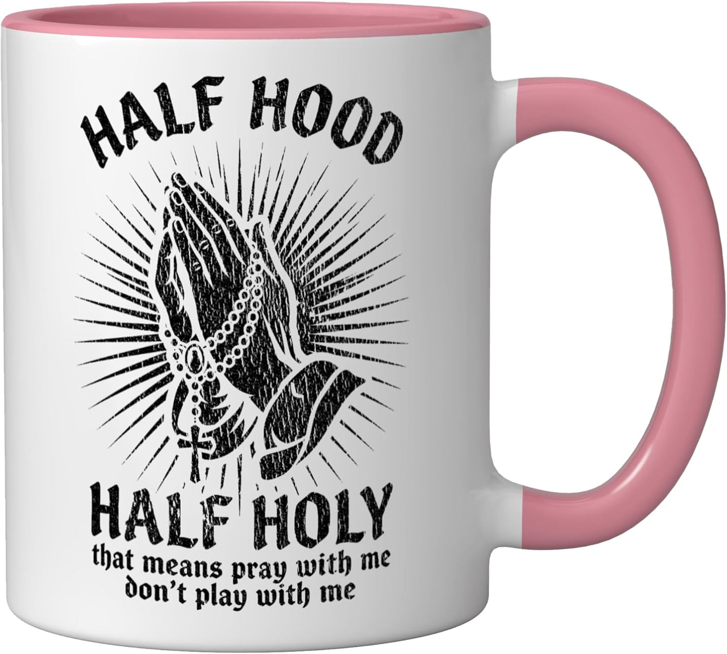 Taza cerámica divertida con mensaje 'Don't Play With Me', rosa/blanco