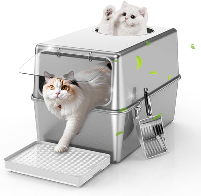 Caja arena acero inox tapa alta duradera control olores