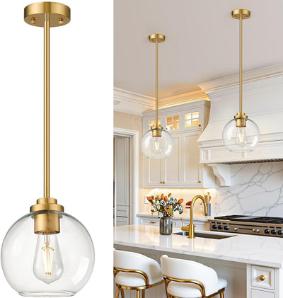 Luces colgantes globo 7.2pulg doradas isla cocina