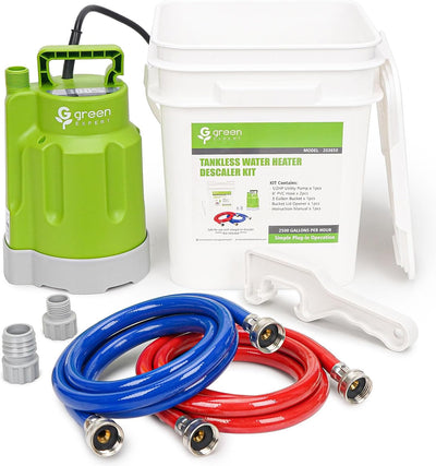 Kit lavado calentador agua bomba 1/2 HP 2500 GPH cubo 3 gal