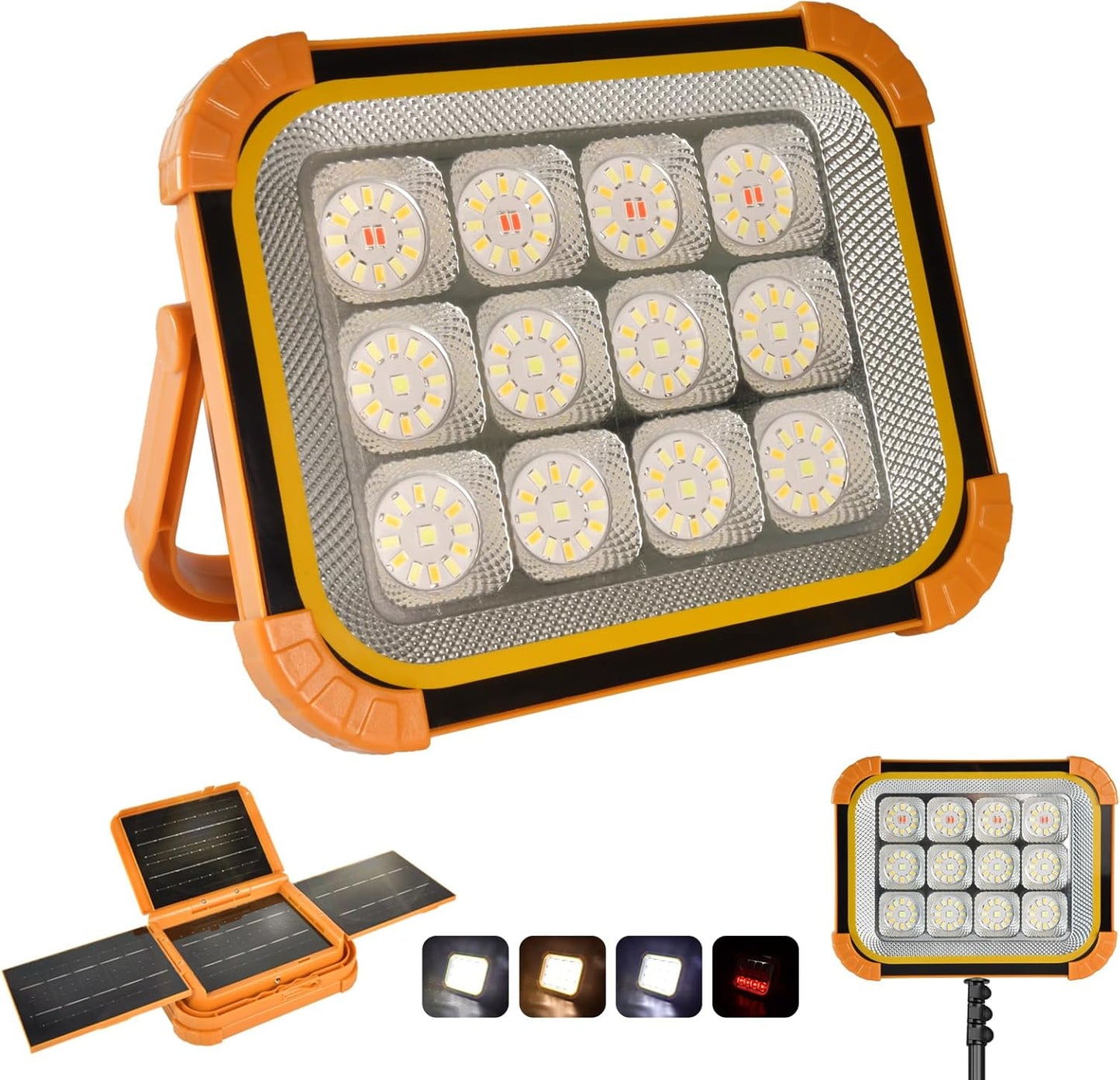 Luz solar recargable 24000mAh 4 paneles IPX5 4 modos camping