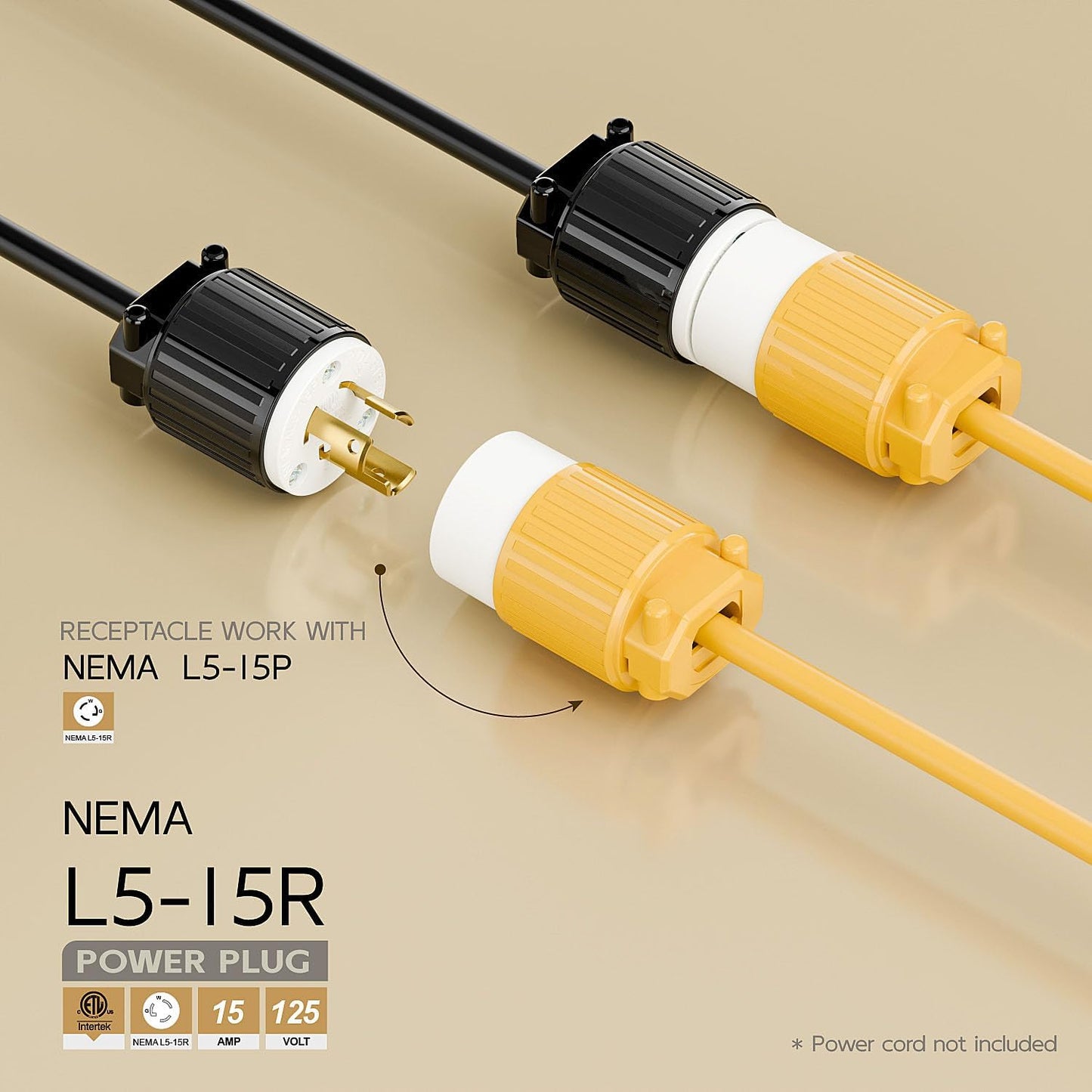Conector NEMA L5-15R 15A/125V bloqueo giratorio industrial